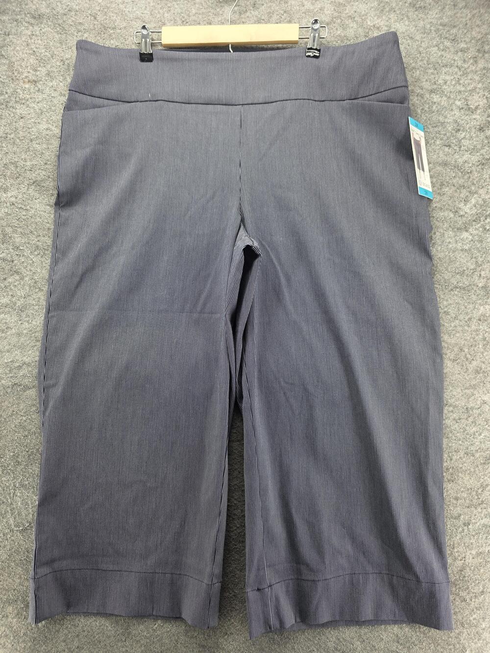 S.C.&CO. Pants Womens 2X Blue Pedal Pusher Pull On Striped Elastic 25 In